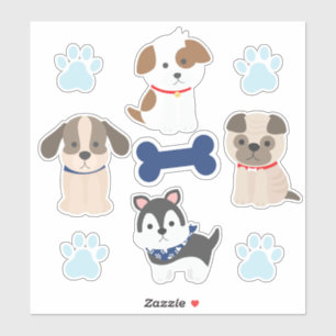 Blauwe Puppystickervel Sticker