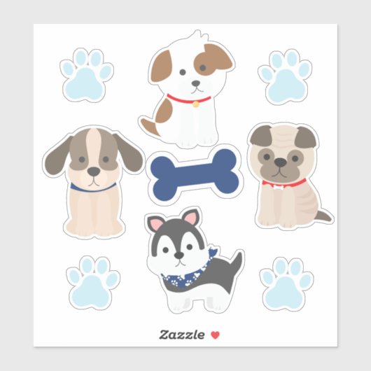 Blauwe Puppystickervel Sticker (Vel)