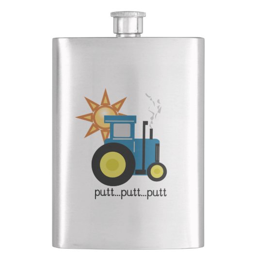 Blauwe putt trekker heupfles (Voorkant)