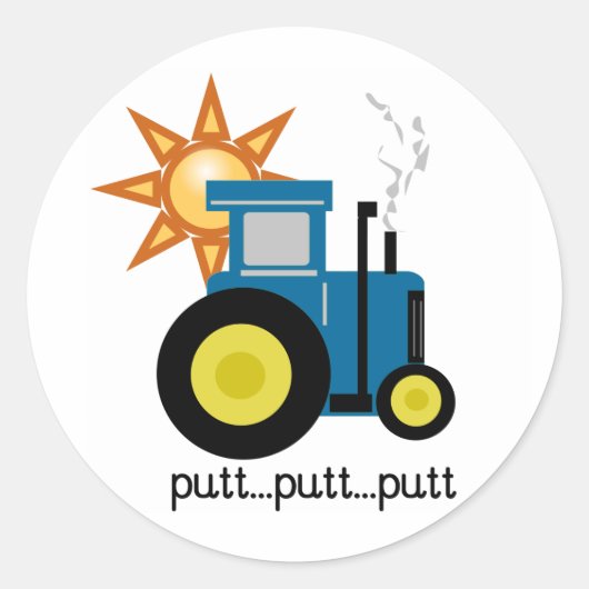 Blauwe putt trekker ronde sticker (Voorkant)