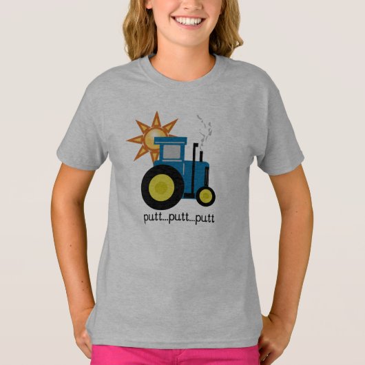 Blauwe putt trekker t-shirt (Voorkant)
