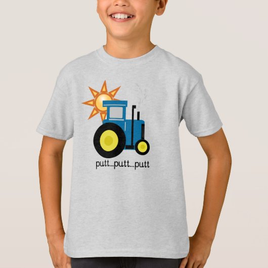 Blauwe putt trekker t-shirt (Voorkant)