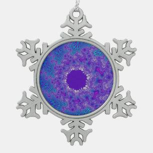 Blauwe puur Sunburst Tin Sneeuwvlok Ornament