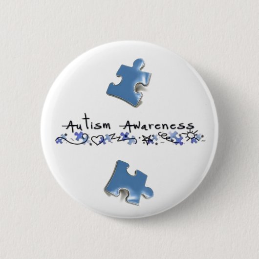 Blauwe puzzelstukken - Autisme-bewustzijn Ronde Button 5,7 Cm (Voorkant)