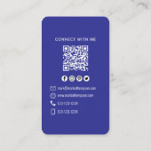 Blauwe QR-code Foto Connect Modern Minimaal Visitekaartje (Achterkant)