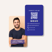 Blauwe QR-code Foto Connect Modern Minimaal Visitekaartje