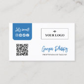 Blauwe QR Code Foto Logo Social Media Visitekaartje (Voorkant)