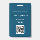 Blauwe QR-code School Docent Identificatiebadge Badge (Achterkant)