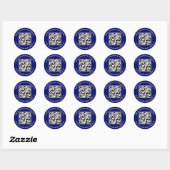 Blauwe QR Code Stickers Bedrijfsnaam Labels Rond (Vel)