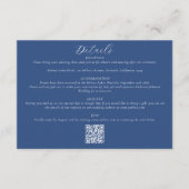 Blauwe QR Code Trouwdetails Informatiekaartje (Voorkant)