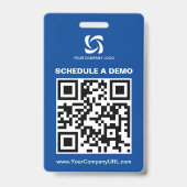 Blauwe QR-code website beursbord Badge (Achterkant)