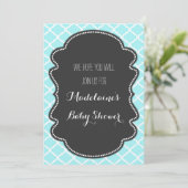 Blauwe Quatrefoil Babyschoenen Kaart (Staand voorkant)