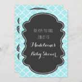 Blauwe Quatrefoil Babyschoenen Kaart (Voorkant / Achterkant)