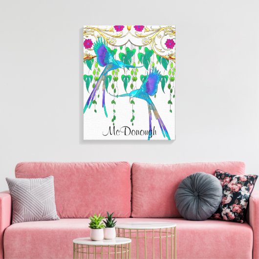 Blauwe Quetzal Vogel Canvas Afdruk (Insitu (Woonkamer))