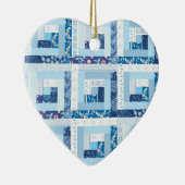 Blauwe Quilt Keramisch Ornament (Rechts)