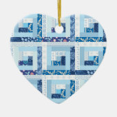 Blauwe Quilt Keramisch Ornament (Voorkant)