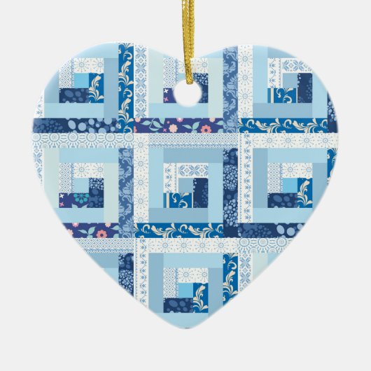 Blauwe Quilt Keramisch Ornament (Voorkant)