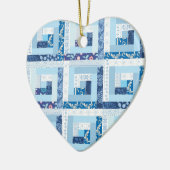 Blauwe Quilt Keramisch Ornament (Links)