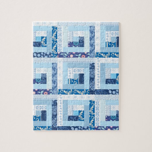 Blauwe Quilt Legpuzzel (Verticaal)