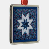 blauwe quilt star premium versiering metalen ornament (Rechts)