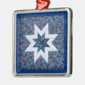 blauwe quilt star premium versiering metalen ornament (Links)