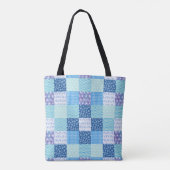 Blauwe Quilt Winterpatronen Ontwerp Tote Bag (Achterkant)