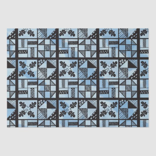 Blauwe Quilters Patchwork Tissuepapier (Voorkant)