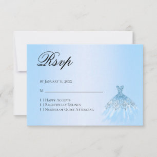 Blauwe Quinceanera-antwoord RSVP-kaart RSVP Kaartje