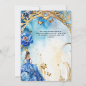 Blauwe Quinceañera balgons glitter vlinder Kaart (Achterkant)