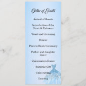 Blauwe Quinceanera dubbelzijdige programmakaart (Achterkant)