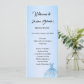 Blauwe Quinceanera dubbelzijdige programmakaart (Staand voorkant)