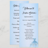 Blauwe Quinceanera dubbelzijdige programmakaart (Voorkant / Achterkant)