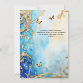 Blauwe Quinceañera glitter balgons vlinder bloemen Kaart (Achterkant)