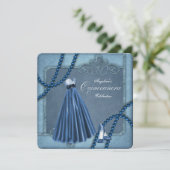 Blauwe Quinceanera Kaart (Staand voorkant)