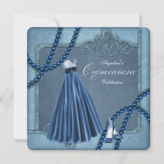 Blauwe Quinceanera Kaart (Voorkant)