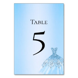 Blauwe Quinceanera Tafel Nummerkaart Kaart