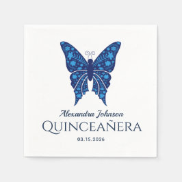 Blauwe Quinceanera Verjaardag Servet