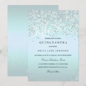 Blauwe Quinceanera Winter Wonderland Sneeuwvlokken Kaart (Voorkant / Achterkant)