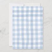 Blauwe Quirky Gingham Pompoen Baby Shower Kaart (Achterkant)