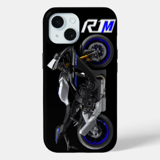 Blauwe R1M Sportsbike Motorfiets iPhone 15 Case