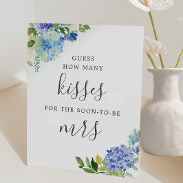 Blauwe Raad Hoeveel Kusjes Bruidsfeest Reclamebord Met Voetstuk