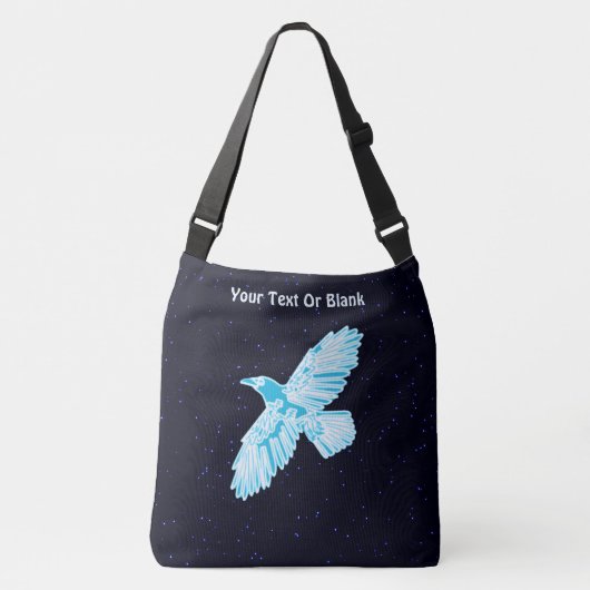 Blauwe Raaf Op Sterren Crossbody Tas (Voorkant)