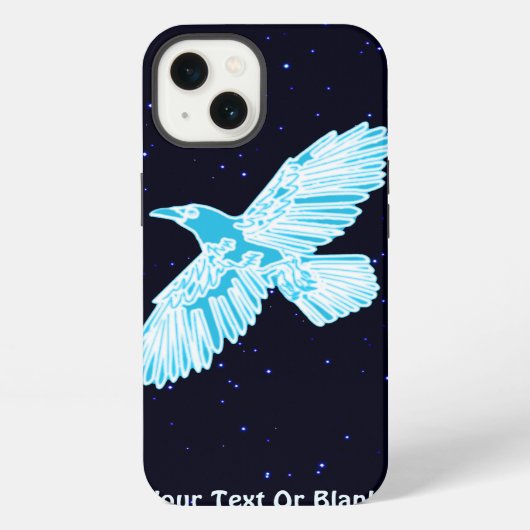 Blauwe Raaf Op Sterren iPhone Hoesje (Achterkant)