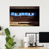 Blauwe Raamluiken - Poster (Thuiskantoor)