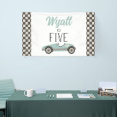Blauwe Race Auto 5e Verjaardag Banner (Beurs)