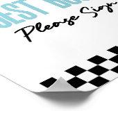 Blauwe Race Auto Gast Boek Party Sign Poster (Hoek)