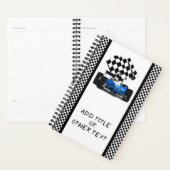 Blauwe Race auto geruite vlag Planner (Display)
