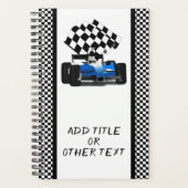 Blauwe Race auto geruite vlag Planner (Voorkant)