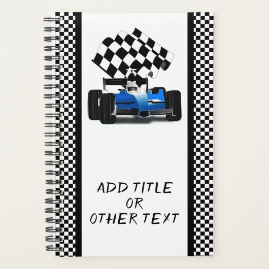 Blauwe Race auto geruite vlag Planner (Voorkant)