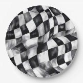 Blauwe Race Auto Geruite Vlag verjaardagsfeestje Papieren Bordje (Voorkant)